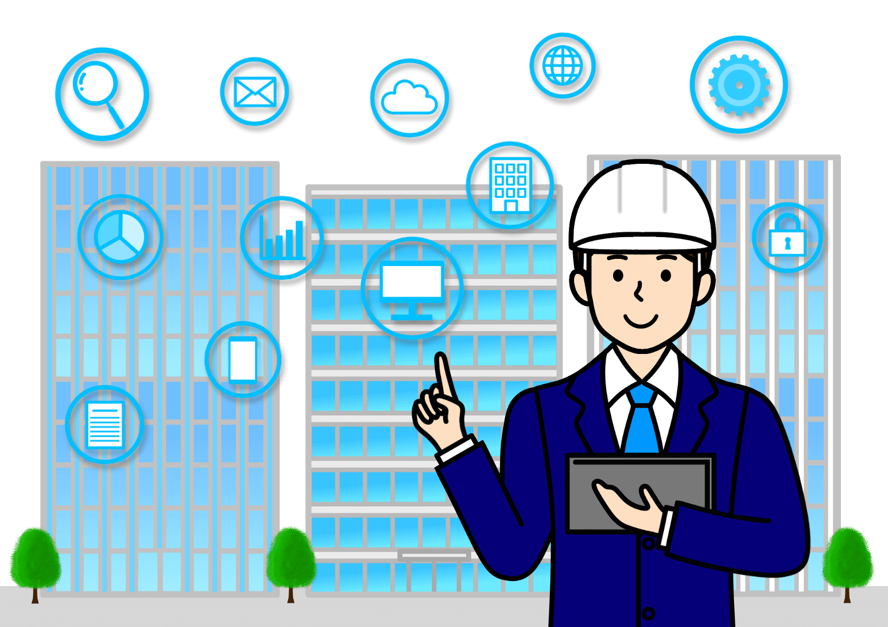 建材の営業をする男性